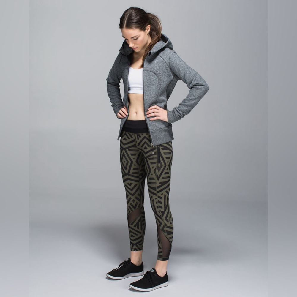 Lululemon Inspire Tight II Full On Luxtreme Chevron Shuffle Green Black Size 6